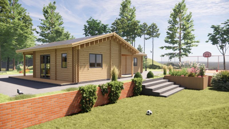 Maison en Bois LT-001 68m² 44mm + 44mm