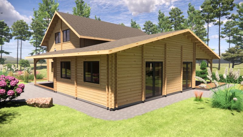 Maison en bois LT-002 125m² 44mm + 44mm