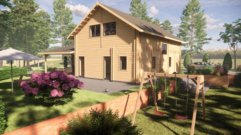 Maison en bois LT-002 125m² 44mm + 44mm