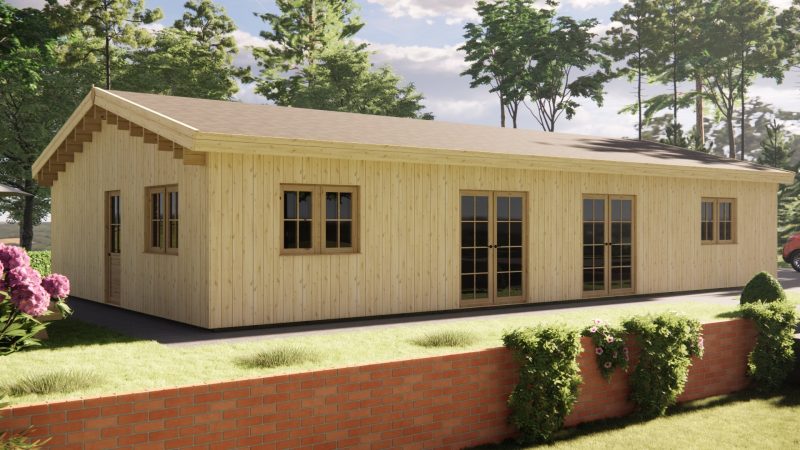 Maison en bois LT-003 96m² 44mm + BARDAGE
